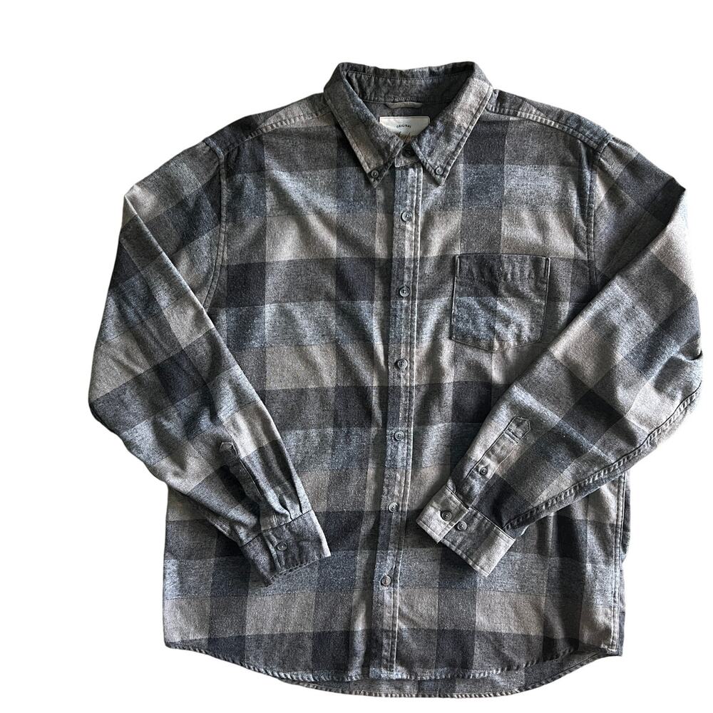 Weatherproof Vintage Men’s Gray Plaid Flannel Shirt XL